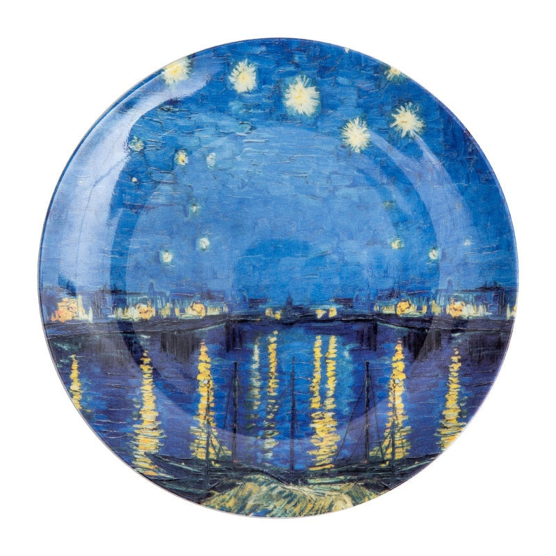 8 Inch Van Gogh Oil Painting Decorative Bone China Dinner Plate