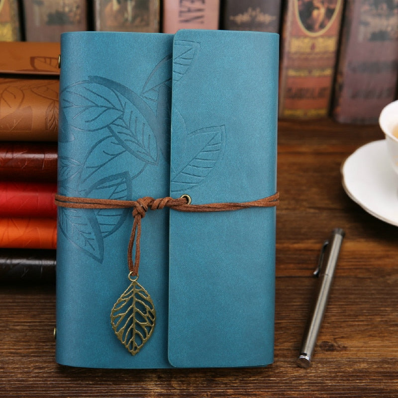 Leather Leaf Vintage Journal with Leaf Pendent