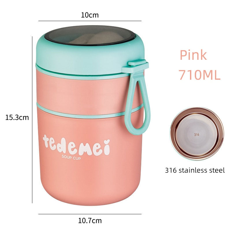 Small Soup Cup Food Box 316 Stainless Steel Thermal Lunch Box for