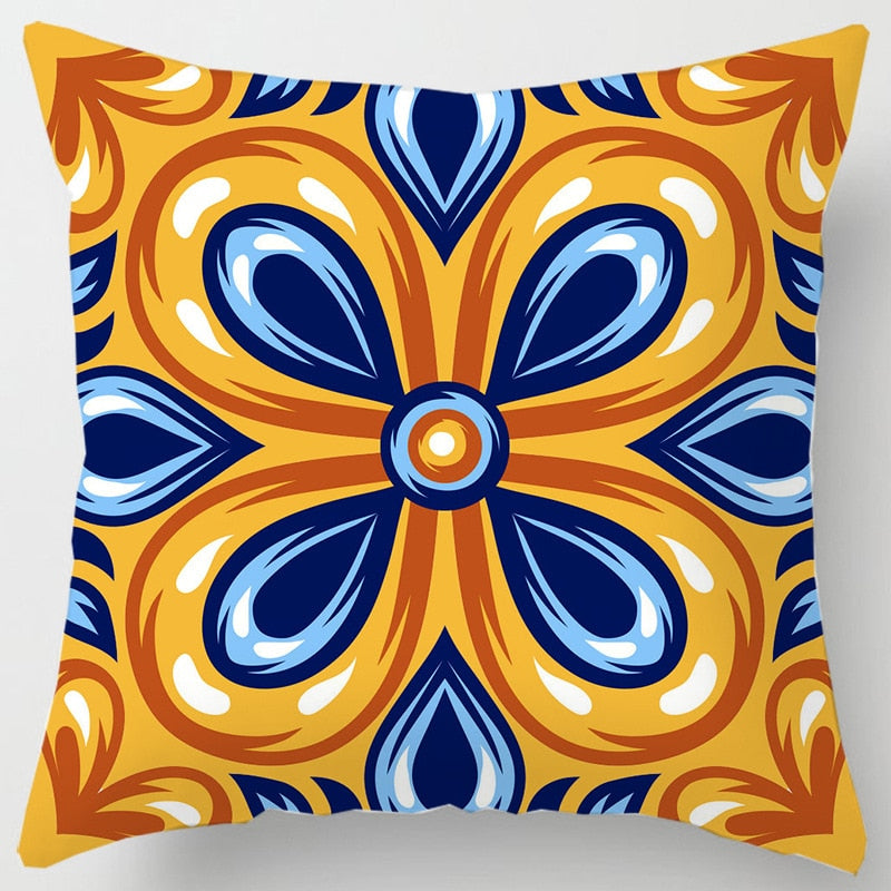 Geometric Floral Cushion Case