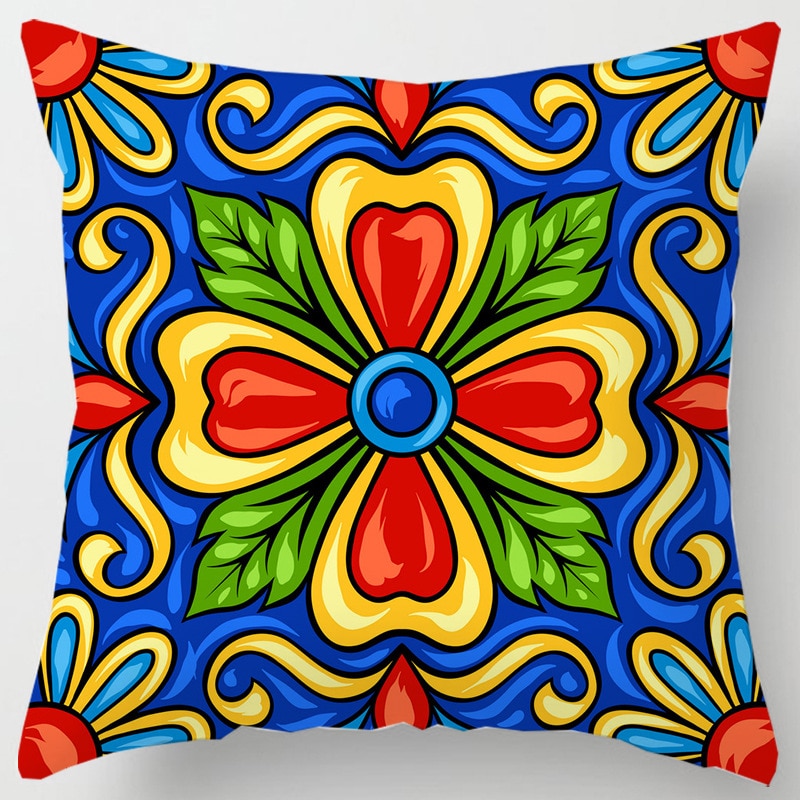 Geometric Floral Cushion Case