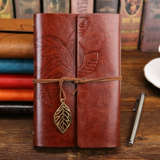 Leather Leaf Vintage Journal with Leaf Pendent