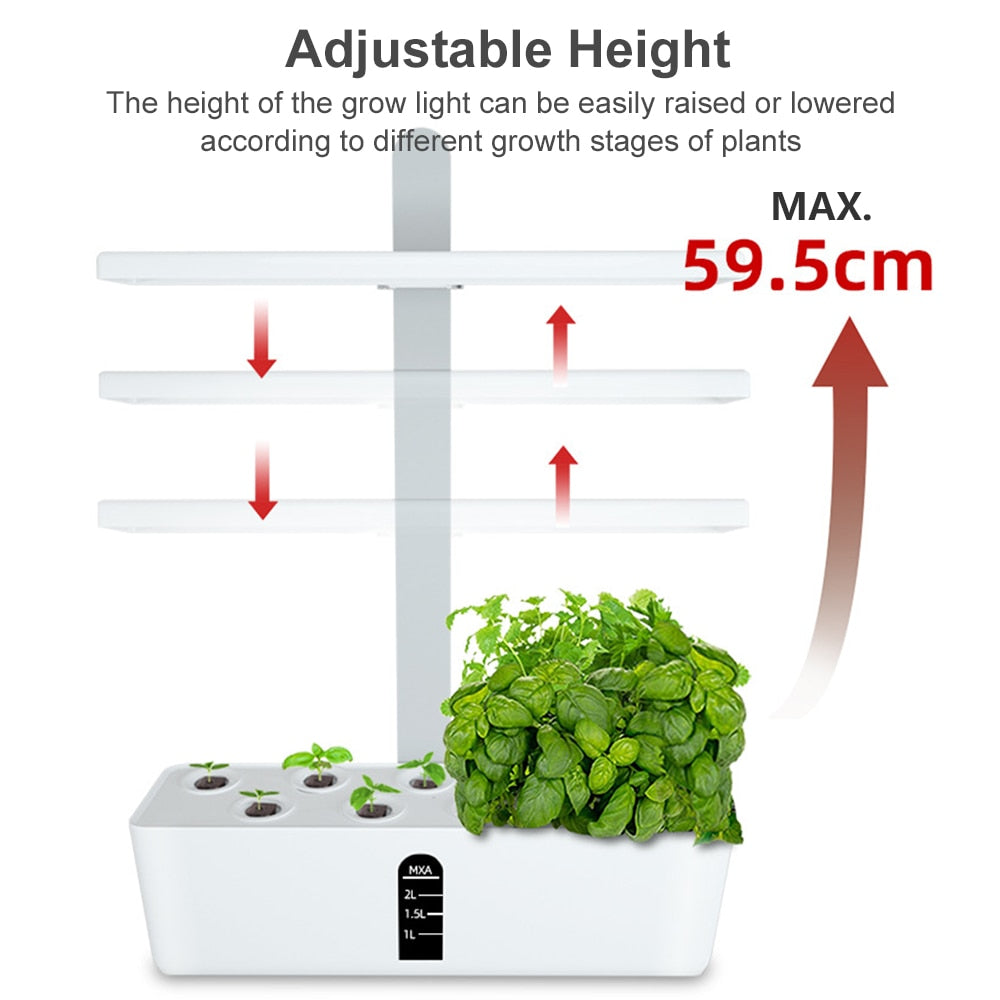 Indoor Hydroponics Garden Kit - LED & Water Pump