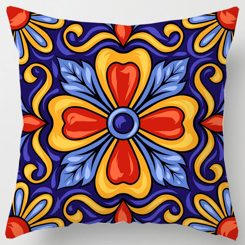 Geometric Floral Cushion Case