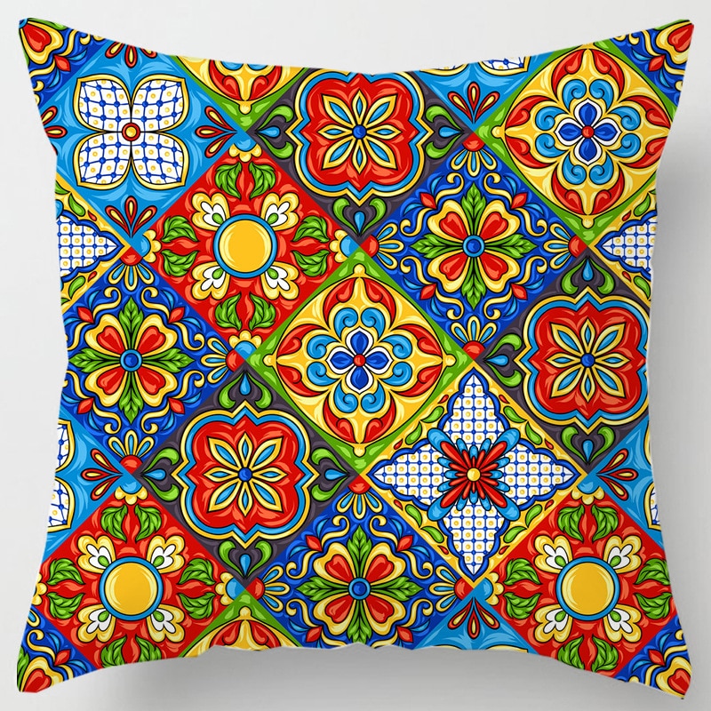 Geometric Floral Cushion Case