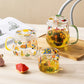 Chicken and Turtle Printed Style Glass Teapot and Tea Cup Set