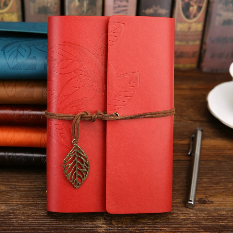 Leather Leaf Vintage Journal with Leaf Pendent