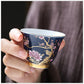 Luxury Ceramic Teacup Hand Painted with Flowers 65ml