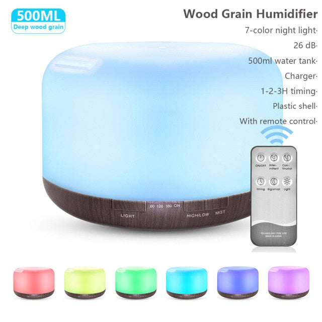 Aromatherapy Diffuser with LED Light (500ml)