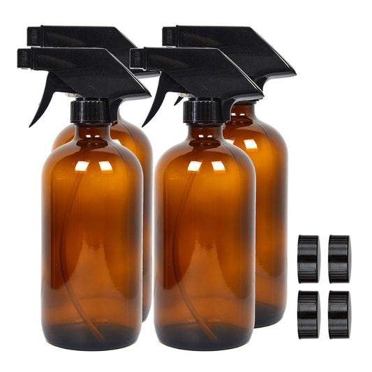 500ml 4 Pack Amber Glass Spray Bottles (16 OZ)